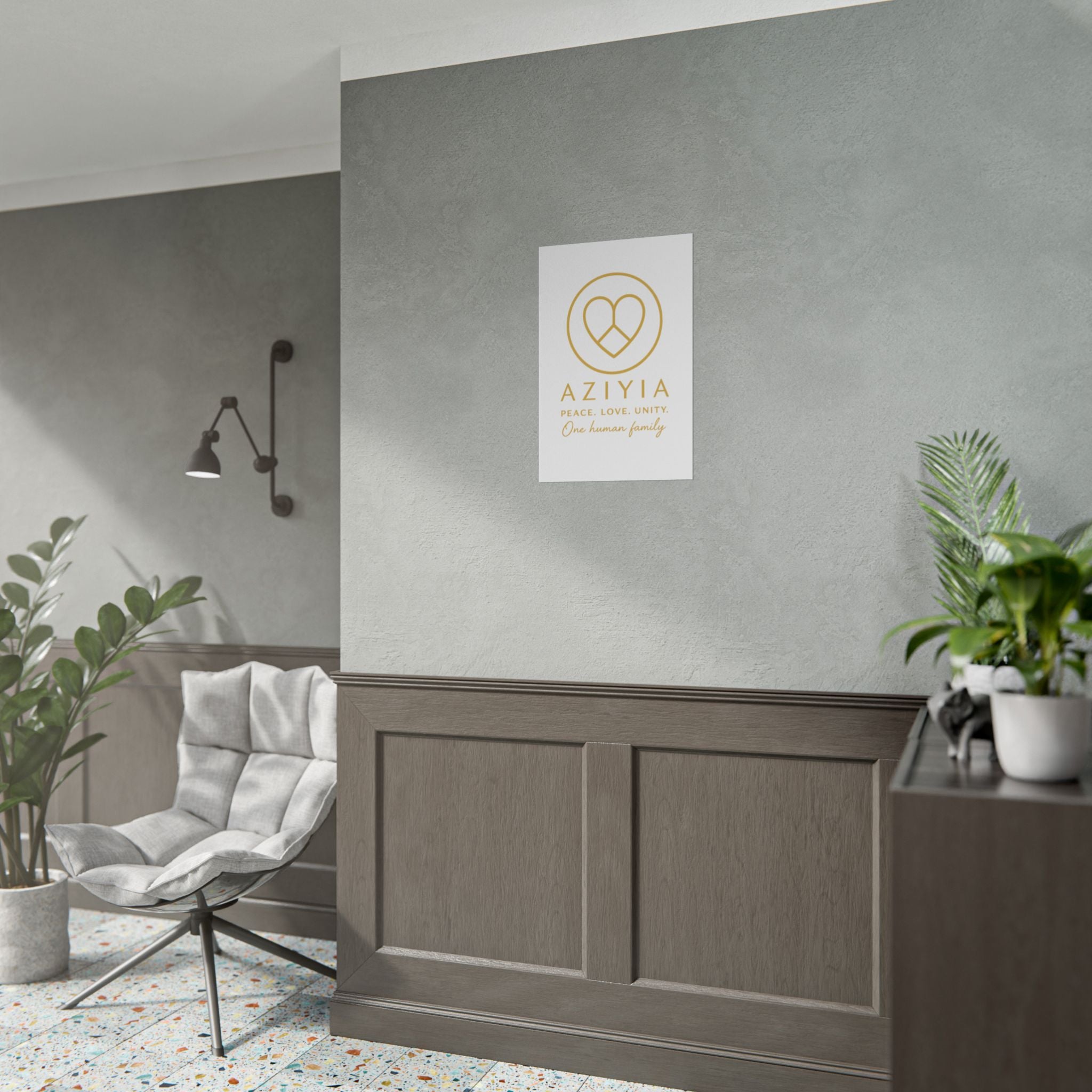 AZIYIA Signature Poster | Peace. Love. Unity. One Human Family. Wall Art