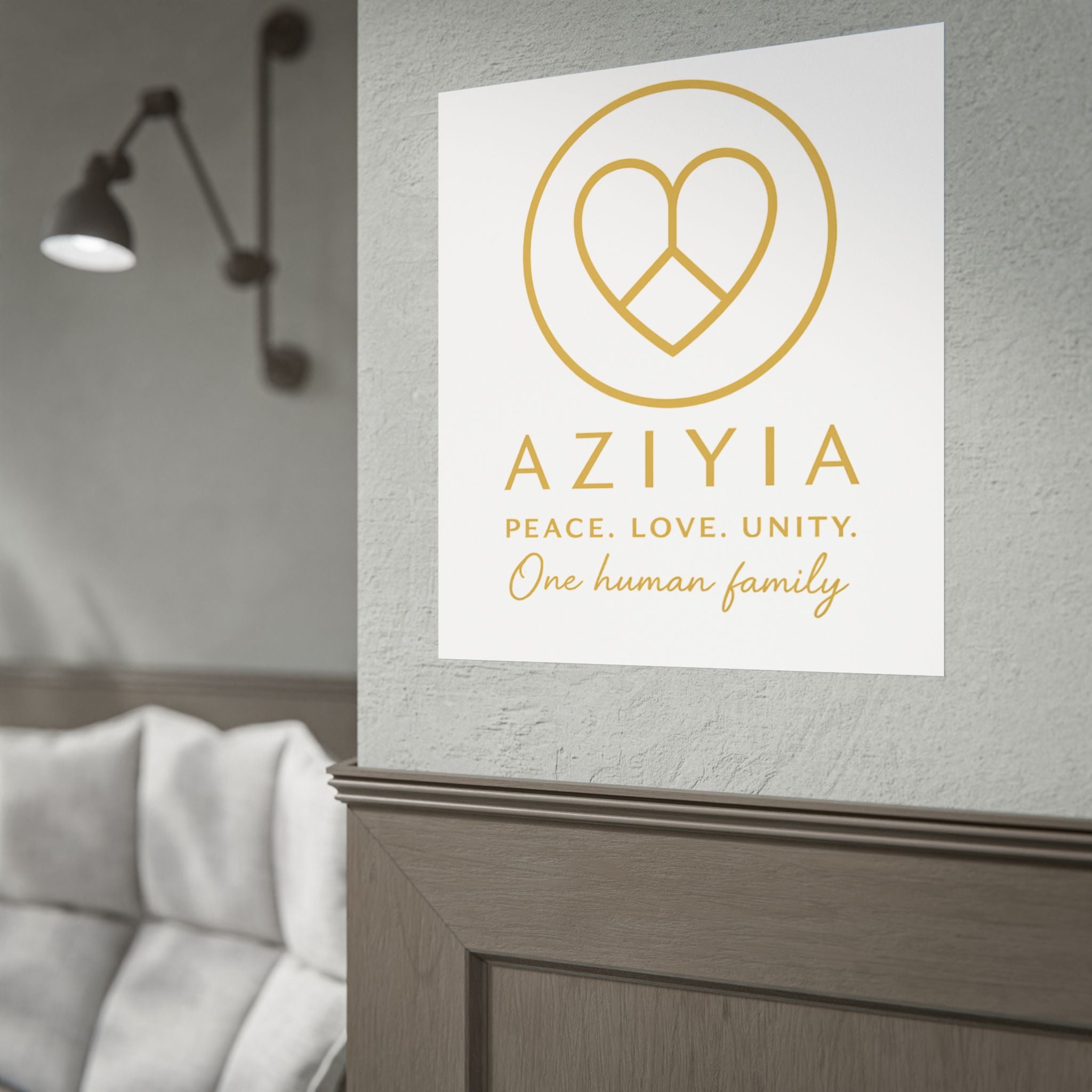 AZIYIA Signature Poster | Peace. Love. Unity. One Human Family. Wall Art