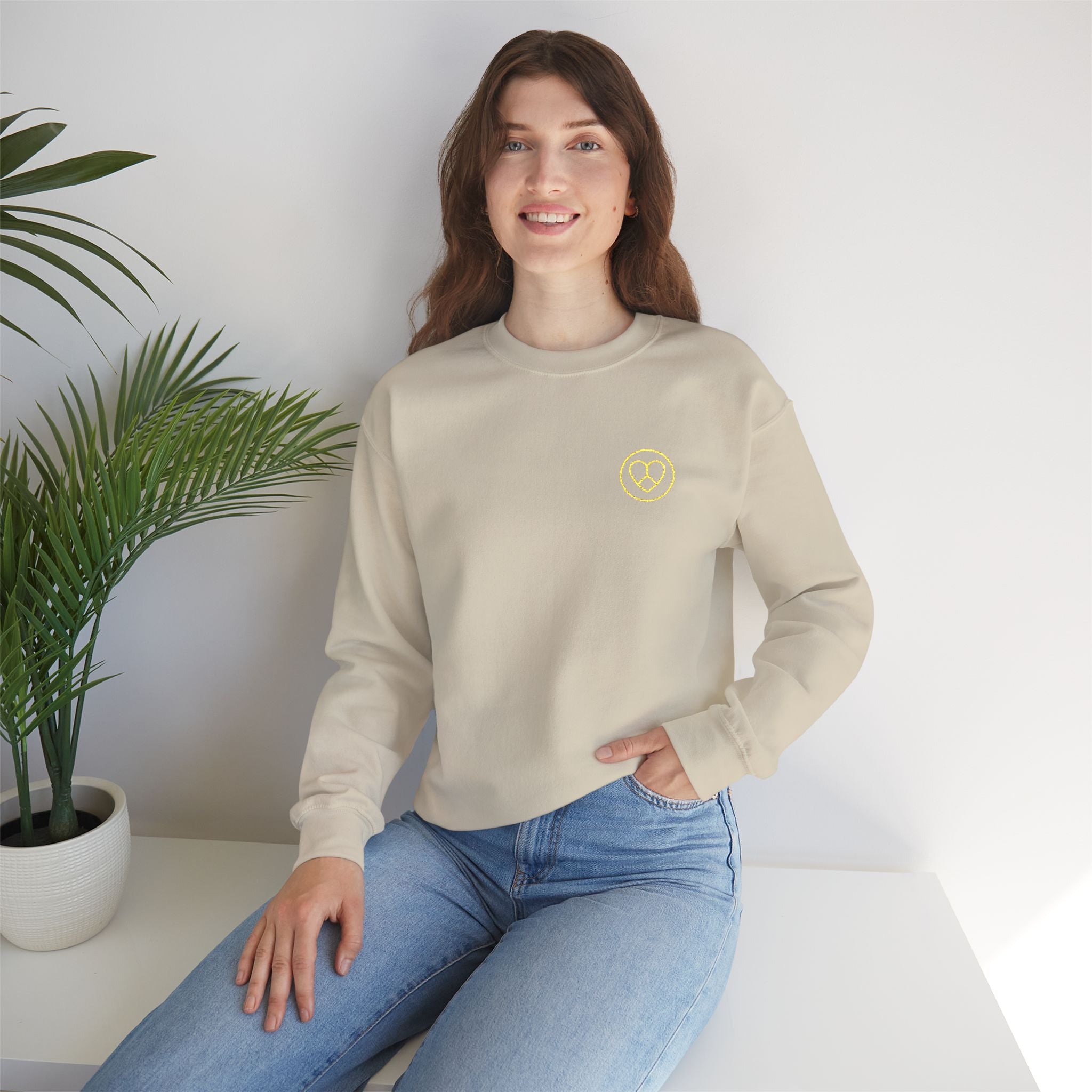 AZIYIA Signature Crewneck Sweatshirt | Peace, Love & Unity Embroidered Jumper