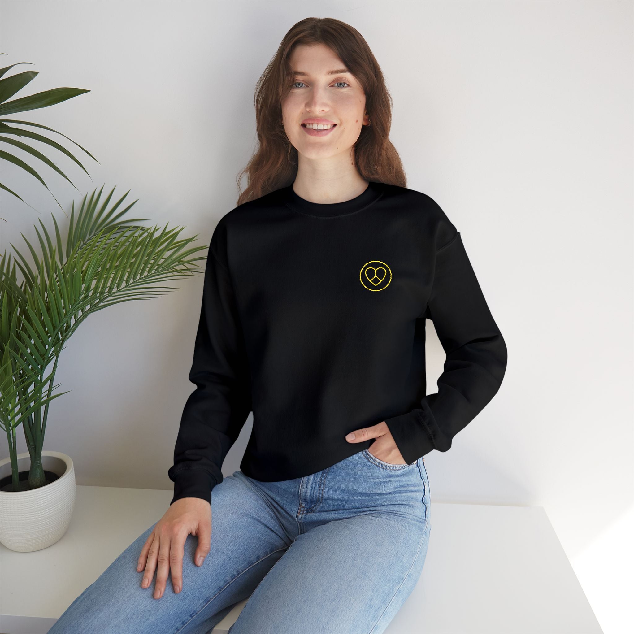 AZIYIA Signature Crewneck Sweatshirt | Peace, Love & Unity Embroidered Jumper