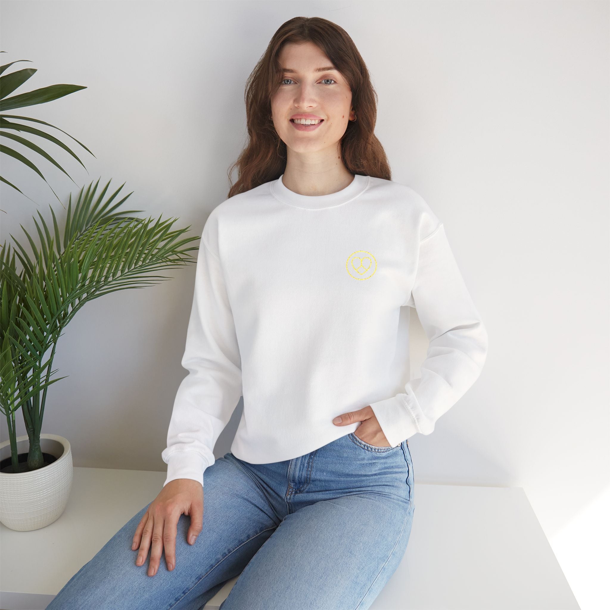 AZIYIA Signature Crewneck Sweatshirt | Peace, Love & Unity Embroidered Jumper