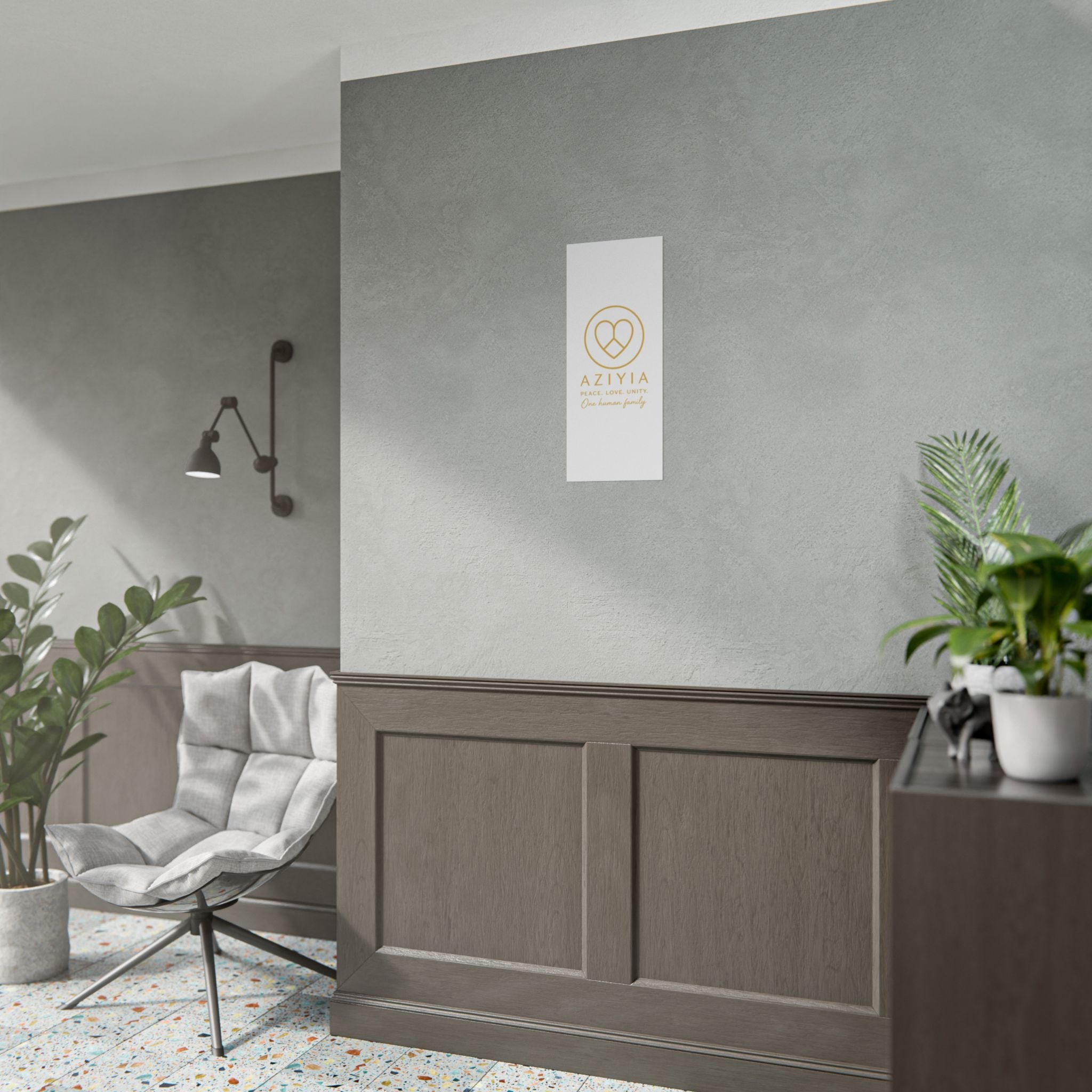 AZIYIA Signature Poster | Peace. Love. Unity. One Human Family. Wall Art