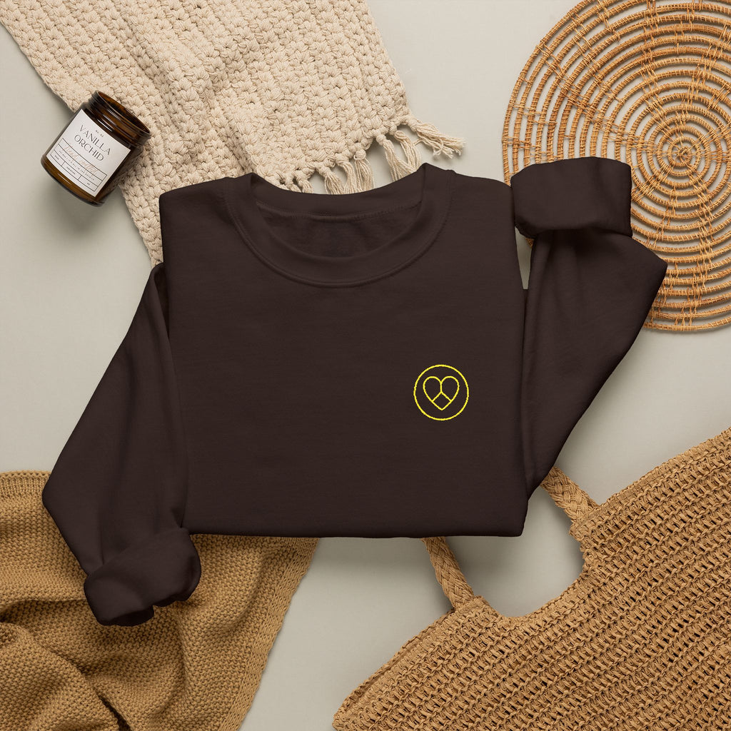 AZIYIA Signature Crewneck Sweatshirt | Peace, Love & Unity Embroidered Jumper