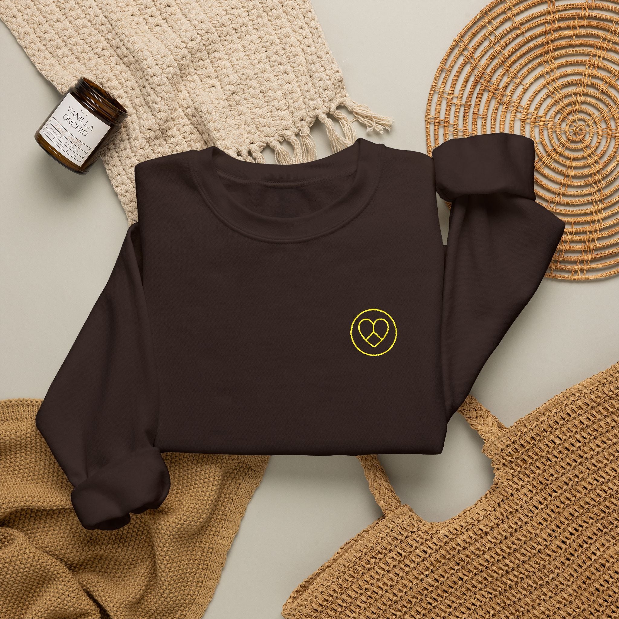 AZIYIA Signature Crewneck Sweatshirt | Peace, Love & Unity Embroidered Jumper