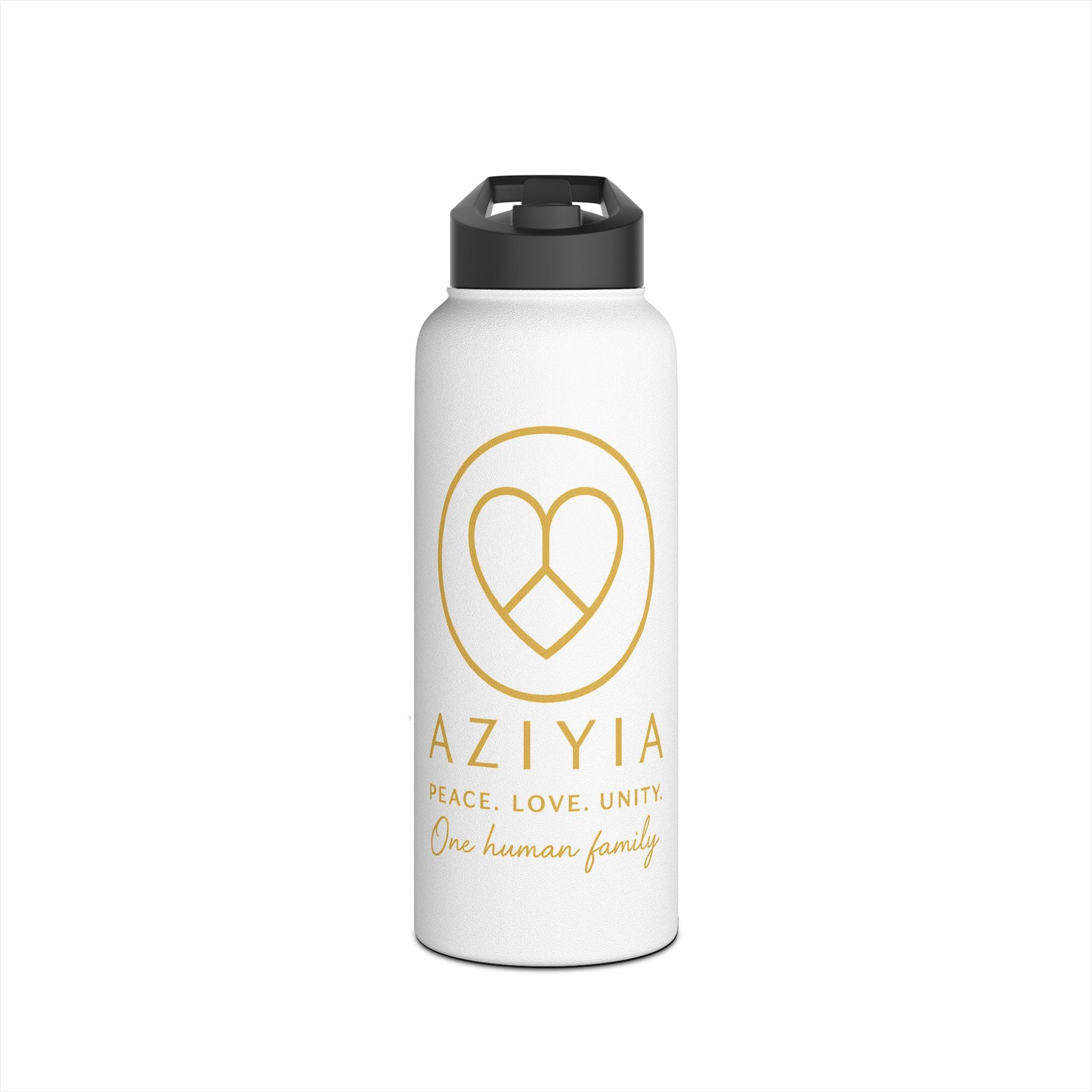 AZIYIA Stainless Steel Water Bottle – Peace, Love, Unity | Insulated Reusable Bottle