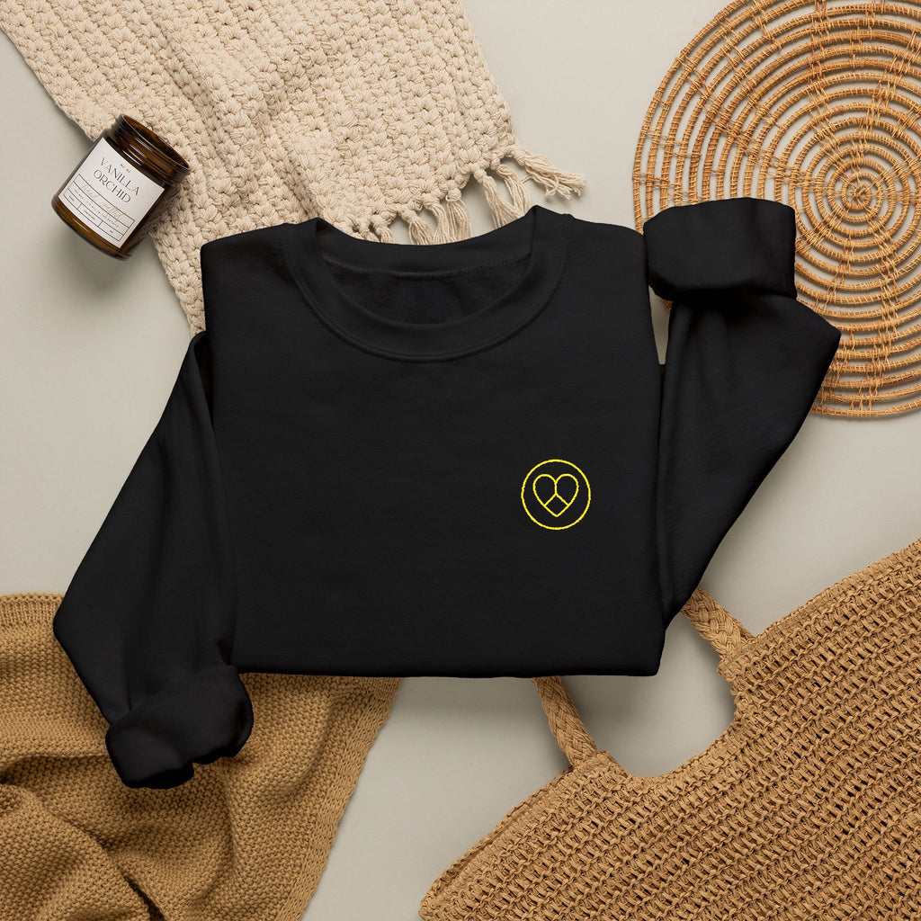 AZIYIA Signature Crewneck Sweatshirt | Peace, Love & Unity Embroidered Jumper