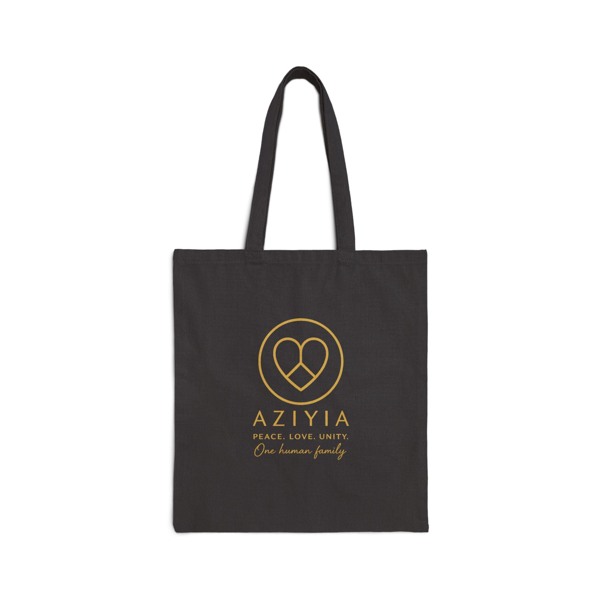 AZIYIA Signature Cotton Tote Bag | Peace. Love. Unity. One Human Family.