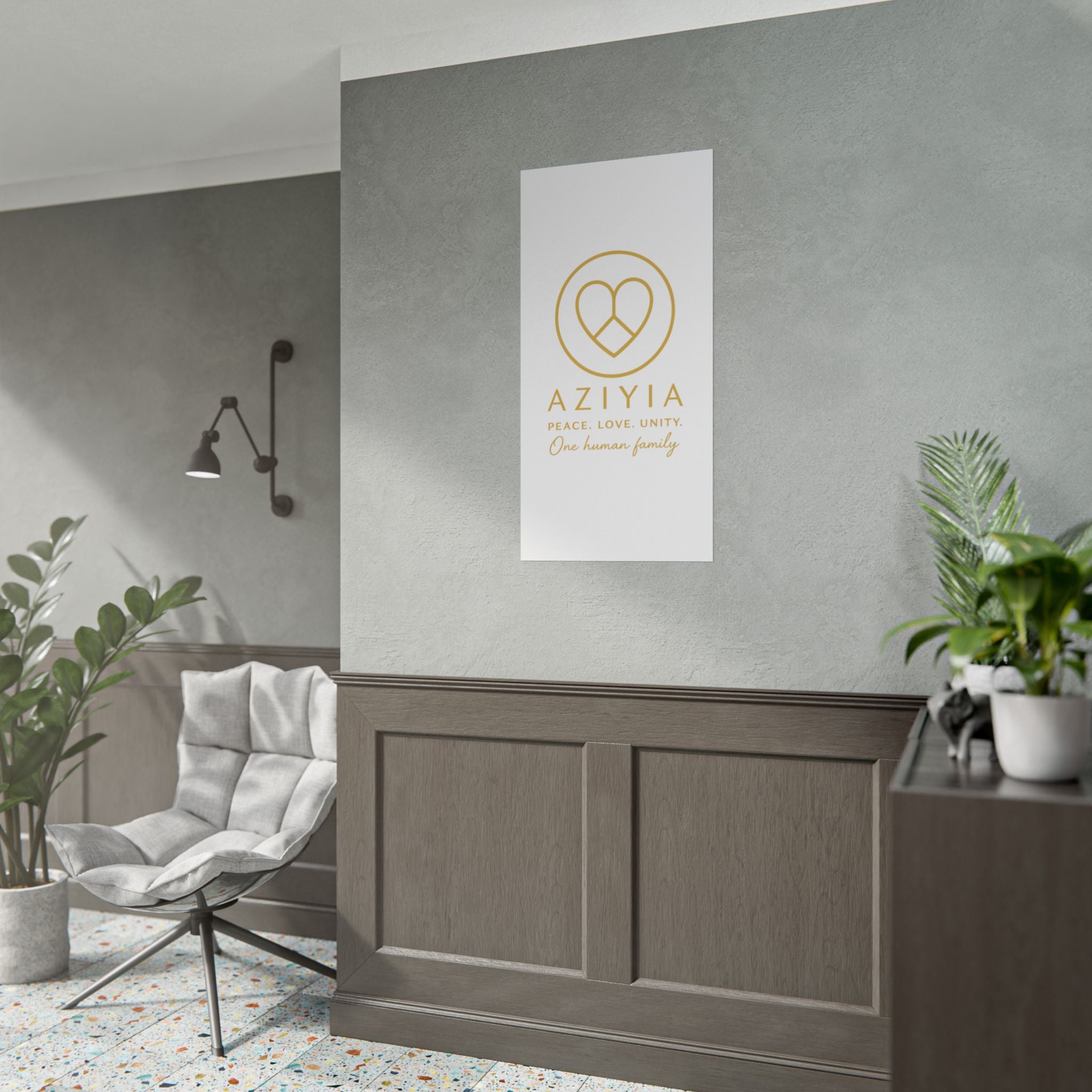 AZIYIA Signature Poster | Peace. Love. Unity. One Human Family. Wall Art