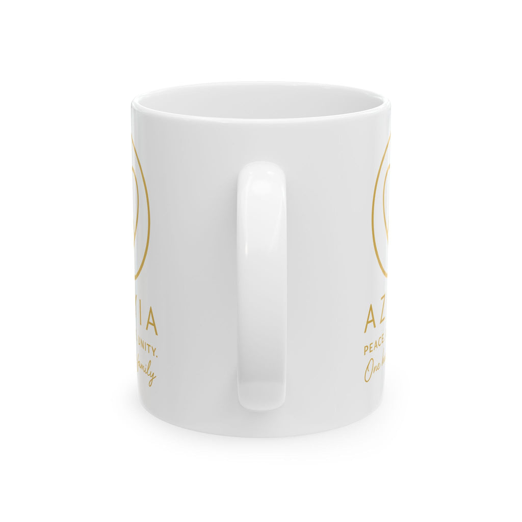 AZIYIA Signature Mug | Peace. Love. Unity. One Human Family. Ceramic Coffee Mug
