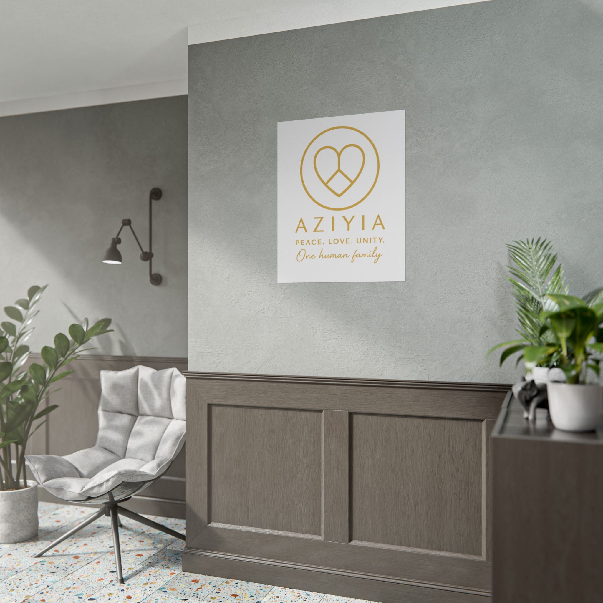 AZIYIA Signature Poster | Peace. Love. Unity. One Human Family. Wall Art
