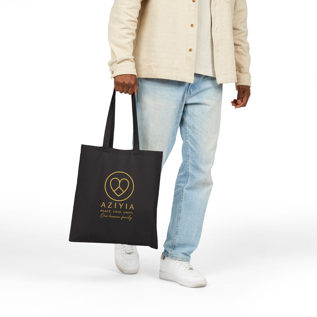 AZIYIA Signature Cotton Tote Bag | Peace. Love. Unity. One Human Family.