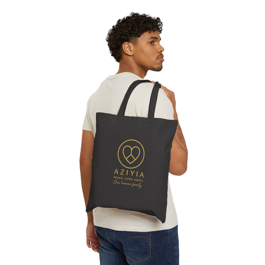 AZIYIA Signature Cotton Tote Bag | Peace. Love. Unity. One Human Family.