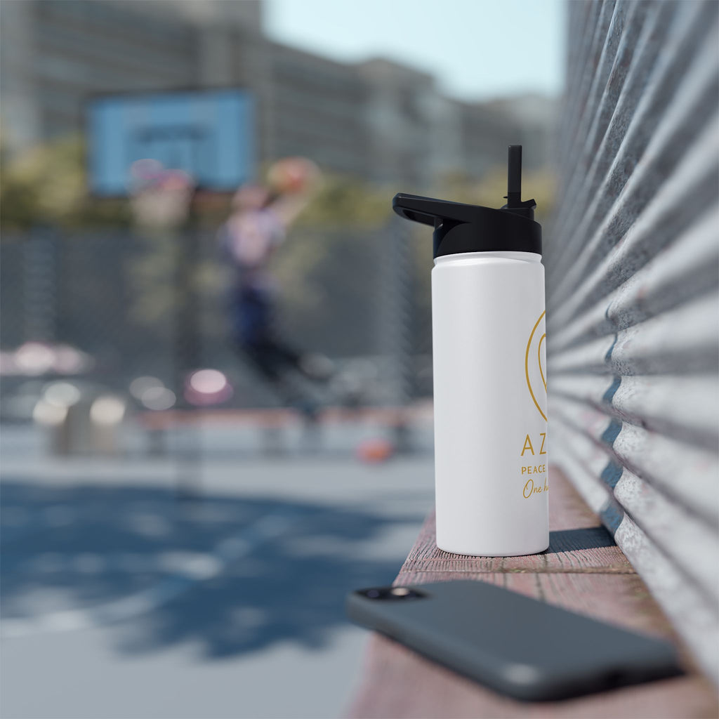 AZIYIA Stainless Steel Water Bottle – Peace, Love, Unity | Insulated Reusable Bottle