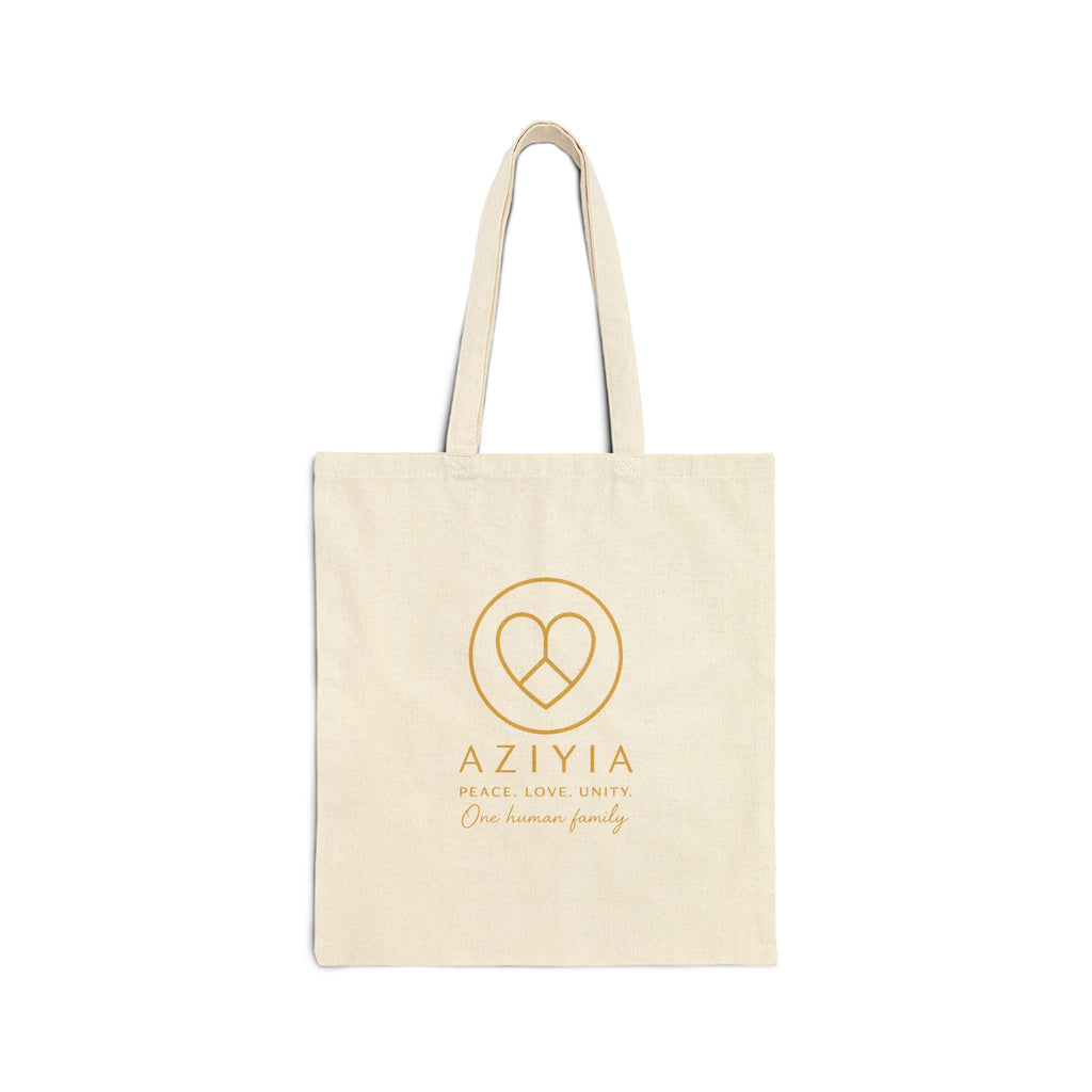 AZIYIA Signature Cotton Tote Bag | Peace. Love. Unity. One Human Family.