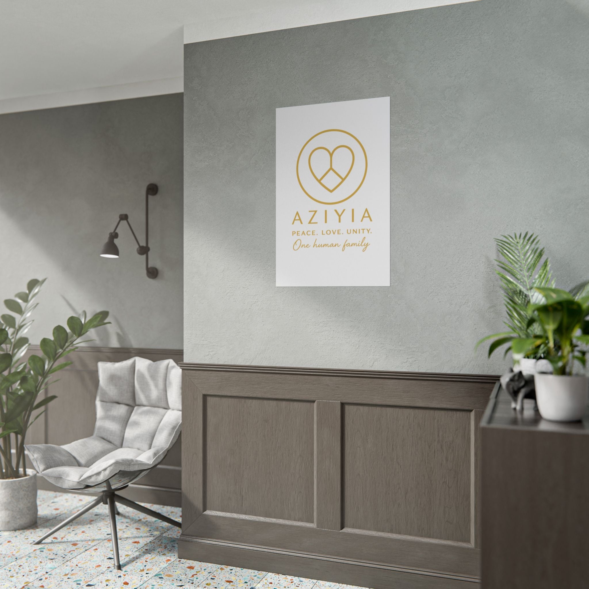 AZIYIA Signature Poster | Peace. Love. Unity. One Human Family. Wall Art