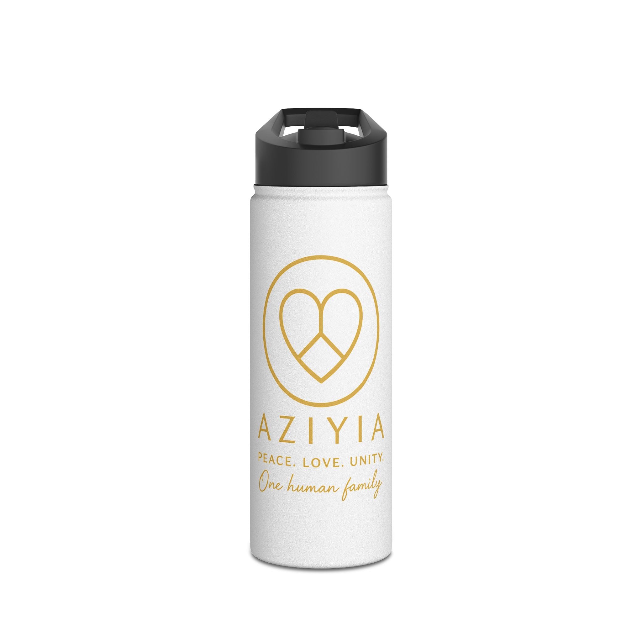 AZIYIA Stainless Steel Water Bottle – Peace, Love, Unity | Insulated Reusable Bottle